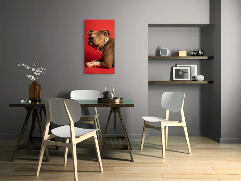 Tablou Canvas, Iepure, Verde, Blană, Roșu, Urechi, Privire, Liniște, 50 x 90 cm – poza 4