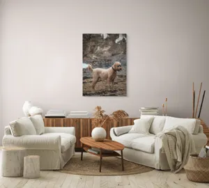 Tablou Canvas, "Câinele pe plajă în așteptare liniștită", 70 x 100 cm – poza 4