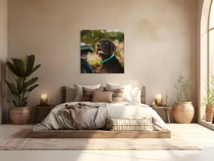 Tablou Canvas, "Câinele fericit în natură verde", 100 x 100 cm – poza 4