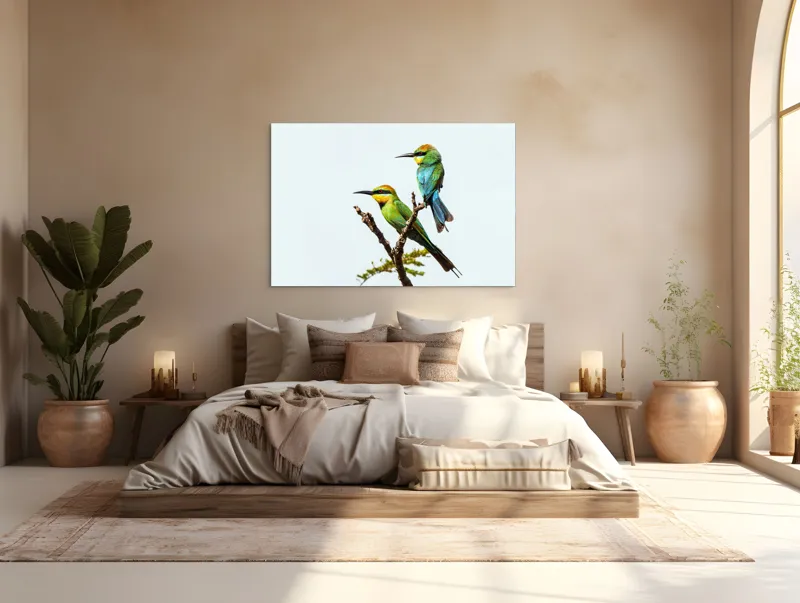 Tablou Canvas, "Păsări colorate pe creanga subțire", 150 x 100 cm – poza 4