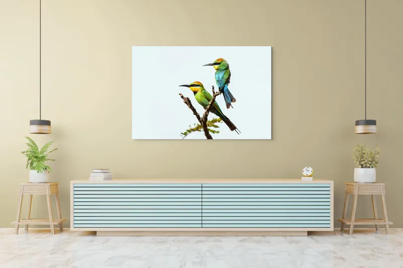 Tablou Canvas, "Păsări colorate pe creanga subțire", 150 x 100 cm – poza 6