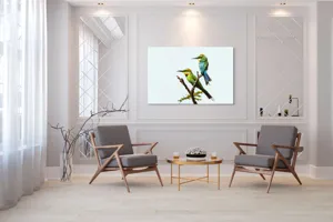 Tablou Canvas, "Păsări colorate pe creanga subțire", 150 x 100 cm – poza 7