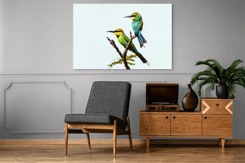 Tablou Canvas, "Păsări colorate pe creanga subțire", 150 x 100 cm – poza 8