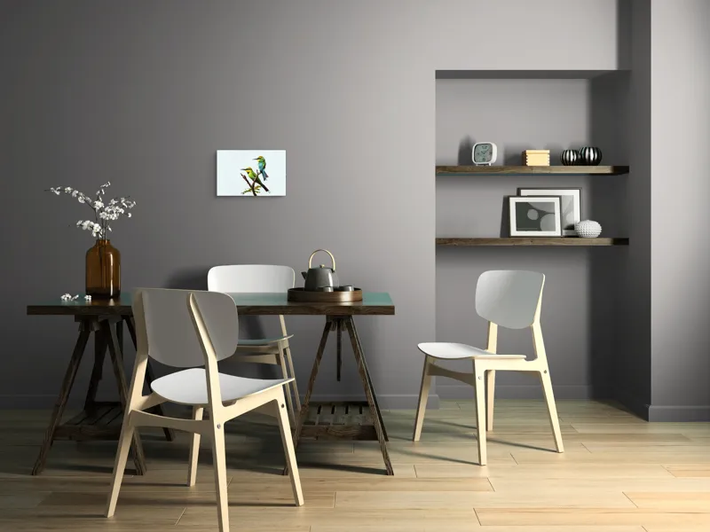 Tablou Canvas, "Păsări colorate pe creanga subțire", Nu pot identifica păsările din imagine, dar pot să îți spun că sunt colorate frumos., 39 x 26 cm – poza 6