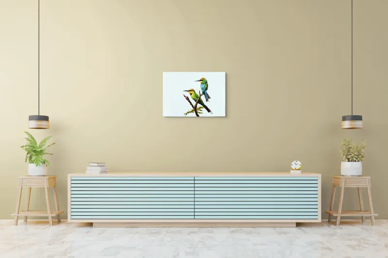 Tablou Canvas, "Păsări colorate pe creanga subțire", 70 x 50 cm – poza 7