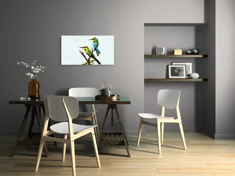 Tablou Canvas, "Păsări colorate pe creanga subțire", 90 x 50 cm – poza 3