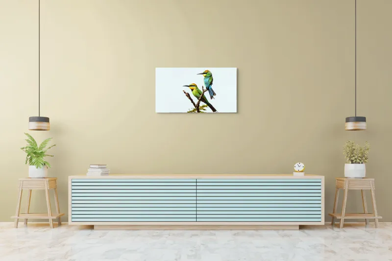 Tablou Canvas, "Păsări colorate pe creanga subțire", 90 x 50 cm – poza 5