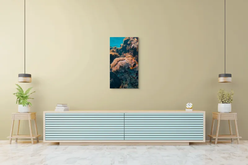 Tablou Canvas, "Coral spectaculos în adâncurile oceanului", Corali, Ocean, Pește, Colorat, Alge, Frumusețe, Subacvatică, Ecosistem, Biodiversitate, Viață, Marină, Scufundare, 50 x 90 cm – poza 6