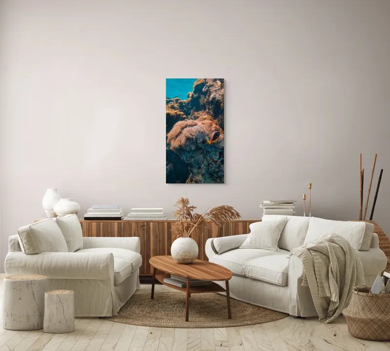 Tablou Canvas, "Coral spectaculos în adâncurile oceanului", Corali, Ocean, Pește, Colorat, Alge, Frumusețe, Subacvatică, Ecosistem, Biodiversitate, Viață, Marină, Scufundare, 50 x 90 cm – poza 7