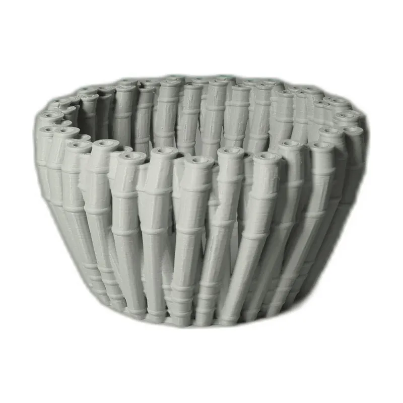 Bol decorativ stil bambus, culoare gri